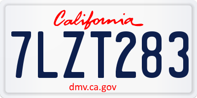 CA license plate 7LZT283