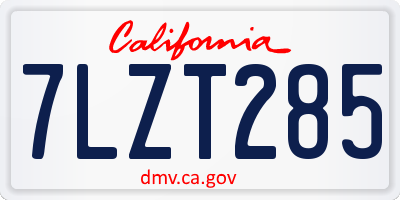CA license plate 7LZT285