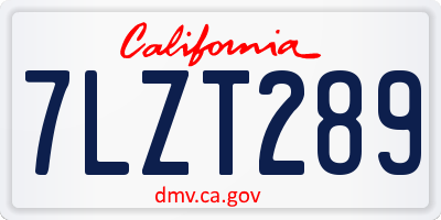 CA license plate 7LZT289
