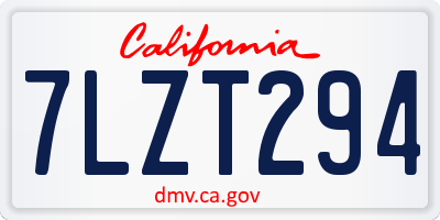 CA license plate 7LZT294