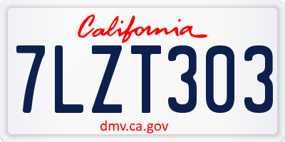 CA license plate 7LZT303