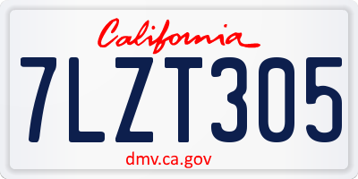 CA license plate 7LZT305