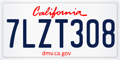CA license plate 7LZT308