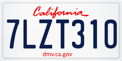 CA license plate 7LZT310