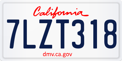 CA license plate 7LZT318