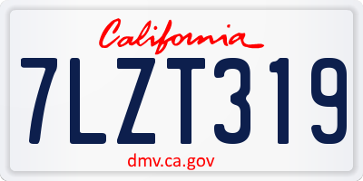 CA license plate 7LZT319