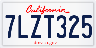 CA license plate 7LZT325