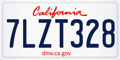 CA license plate 7LZT328