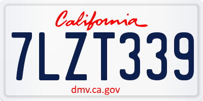 CA license plate 7LZT339