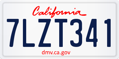 CA license plate 7LZT341