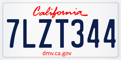 CA license plate 7LZT344