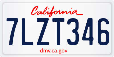 CA license plate 7LZT346
