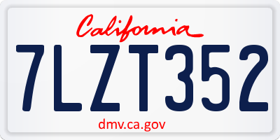 CA license plate 7LZT352