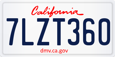 CA license plate 7LZT360