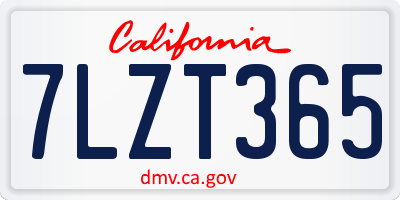 CA license plate 7LZT365