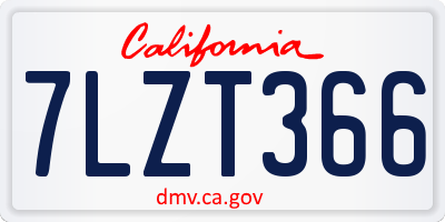 CA license plate 7LZT366
