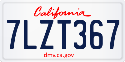 CA license plate 7LZT367