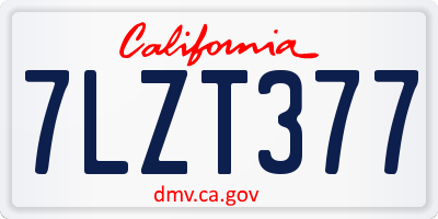 CA license plate 7LZT377