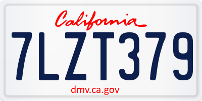 CA license plate 7LZT379