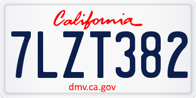 CA license plate 7LZT382