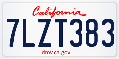 CA license plate 7LZT383