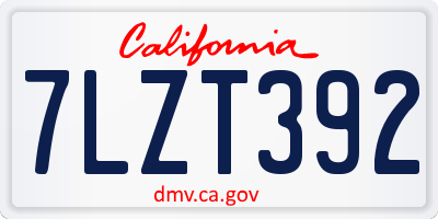 CA license plate 7LZT392