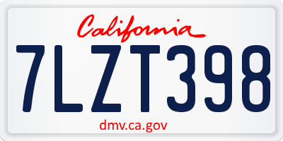 CA license plate 7LZT398