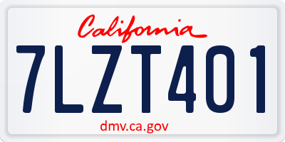 CA license plate 7LZT401