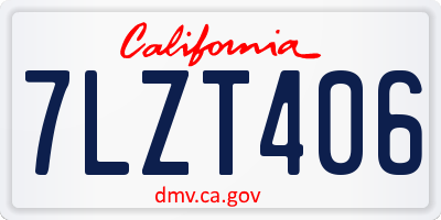 CA license plate 7LZT406