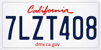CA license plate 7LZT408