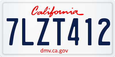 CA license plate 7LZT412
