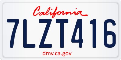 CA license plate 7LZT416