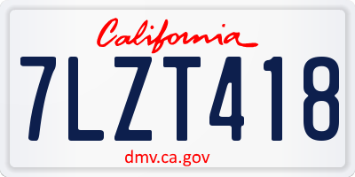 CA license plate 7LZT418
