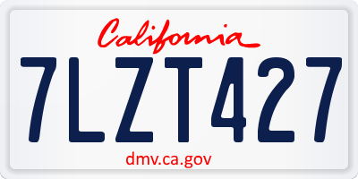 CA license plate 7LZT427