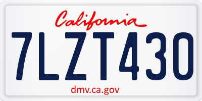 CA license plate 7LZT430