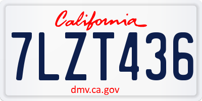 CA license plate 7LZT436