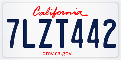 CA license plate 7LZT442