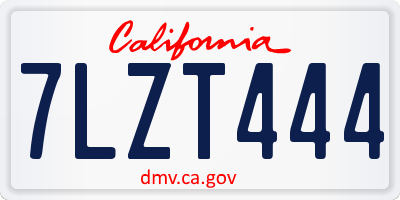 CA license plate 7LZT444