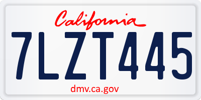 CA license plate 7LZT445