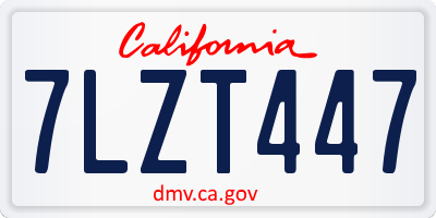 CA license plate 7LZT447