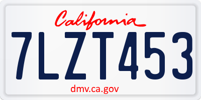 CA license plate 7LZT453