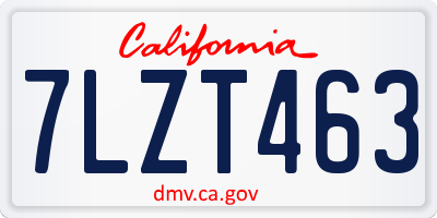 CA license plate 7LZT463