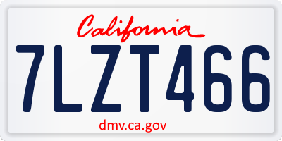 CA license plate 7LZT466