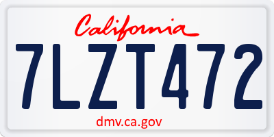 CA license plate 7LZT472
