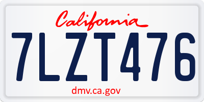 CA license plate 7LZT476