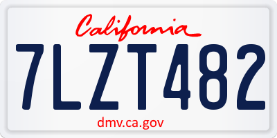 CA license plate 7LZT482