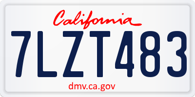 CA license plate 7LZT483