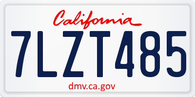 CA license plate 7LZT485