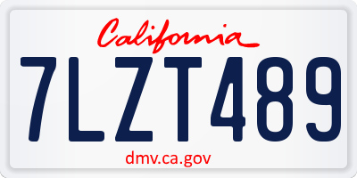 CA license plate 7LZT489