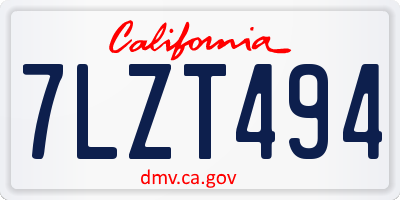 CA license plate 7LZT494